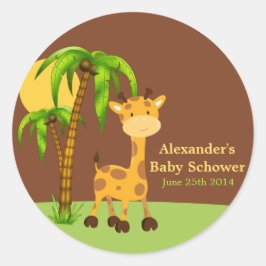 Niedliche Giraffe Babyaufkleber Runder Aufkleber