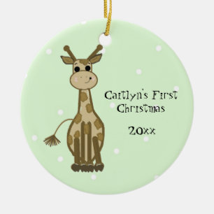Niedliche Giraffe Baby's First Christmas Keramik Ornament