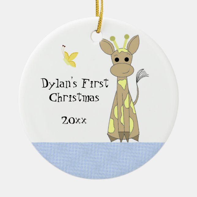 Niedliche Giraffe Baby's First Christmas Keramikornament (Vorne)