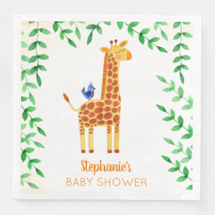 Niedliche Giraffe & Bird Baby Dusche Personalisier Serviette