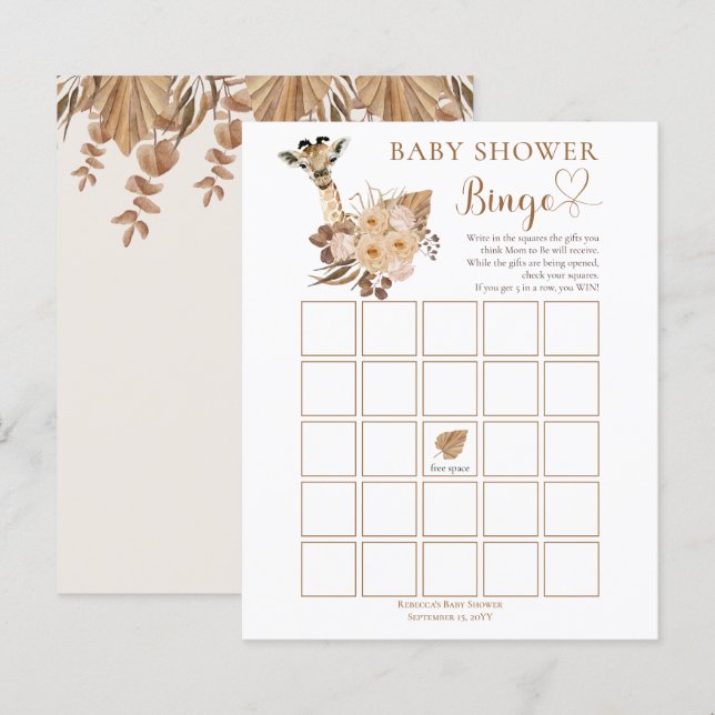 Niedliche Giraffe Boho Getrocknete Gräser Kinderdu (Vorne/Hinten)