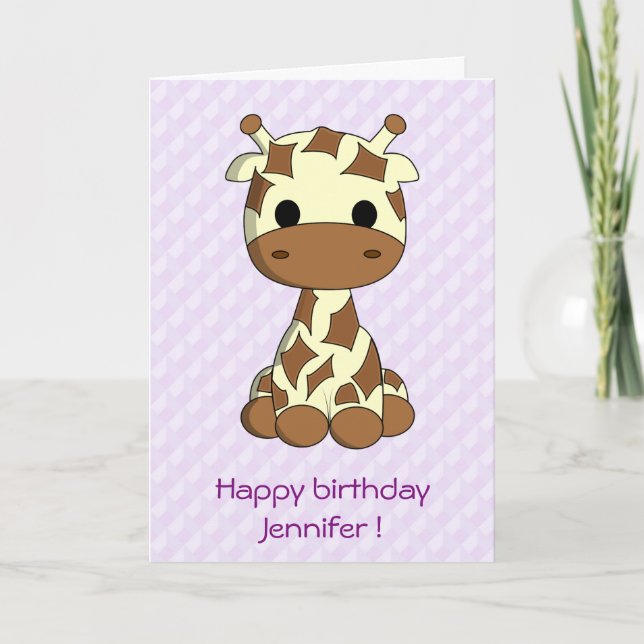 Niedliche Giraffe Cartoon anpassbarer Kindergeburt Karte (Vorderseite)
