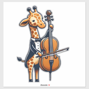 Niedliche Giraffe Cello Giraffen Musikermusik Aufkleber