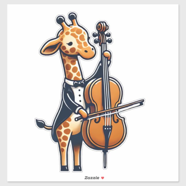 Niedliche Giraffe Cello Giraffen Musikermusik Aufkleber (Blatt)