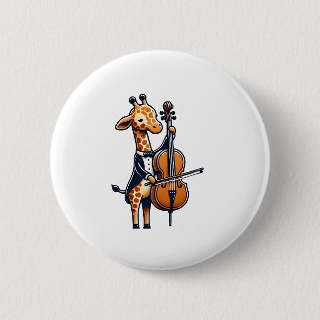 Niedliche Giraffe Cello Giraffen Musikermusik Button (Vorderseite)