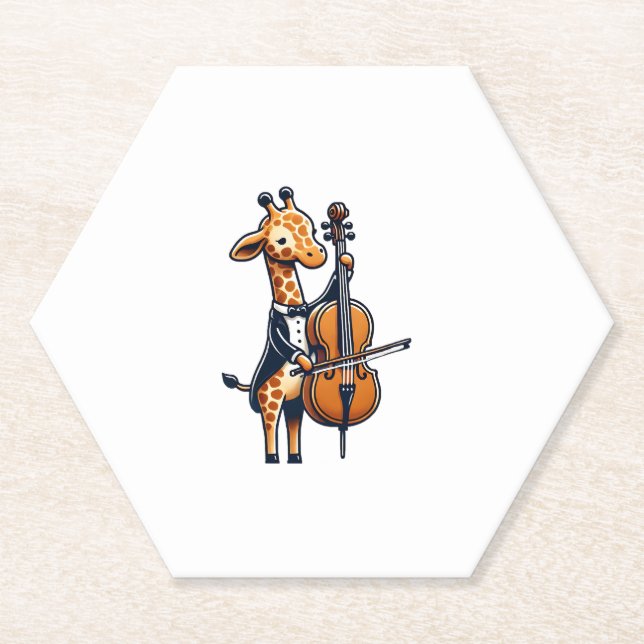 Niedliche Giraffe Cello Giraffen Musikermusik Untersetzer (Vorderseite)