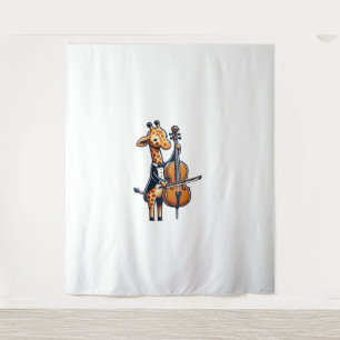 Niedliche Giraffe Cello Giraffen Musikermusik Wandteppich