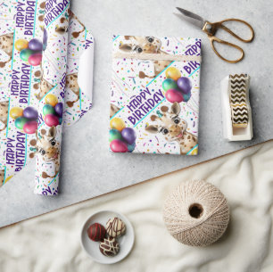 Niedliche Giraffe Colorful Confetti Kindergeburtst Geschenkpapier