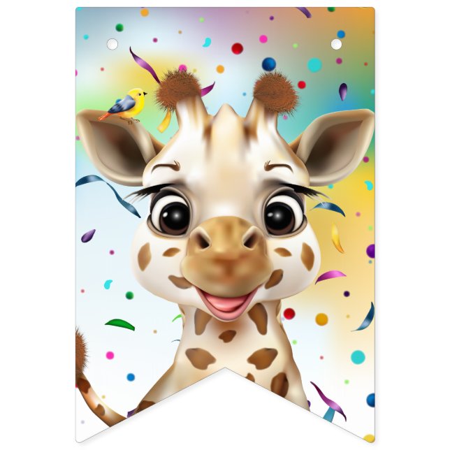Niedliche Giraffe Colorful Confetti Kindergeburtst Wimpelkette (Sechzehnte Fahne)