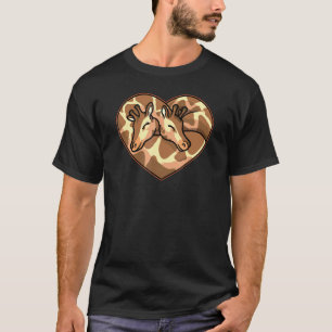 Niedliche Giraffe Couple Heart Shape Liebe Tiere T-Shirt