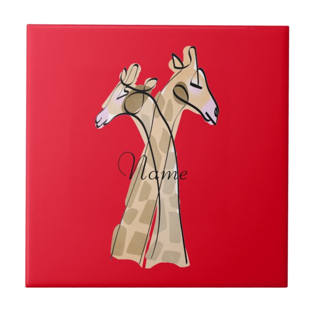 Niedliche Giraffe Couple Thunder_Cove Fliese (Vorderseite)