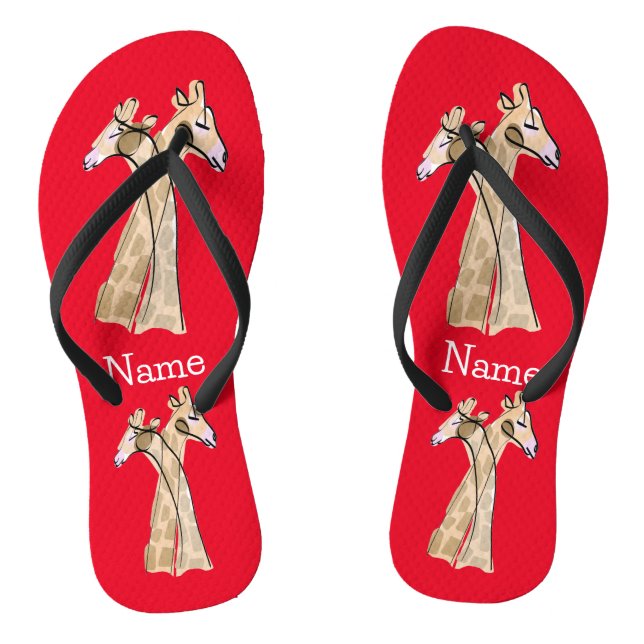 Niedliche Giraffe Couple Thunder_Cove Flip Flops (Fußbett)