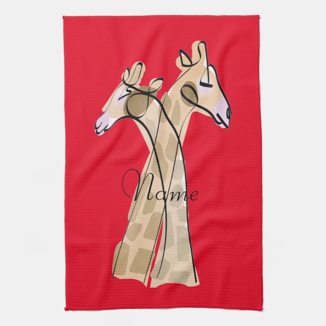 Niedliche Giraffe Couple Thunder_Cove Geschirrtuch (Vertikal)