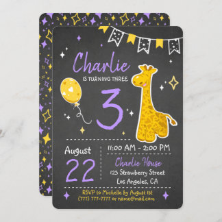 Niedliche Giraffe | Einladung zum Geburtstag Chalk