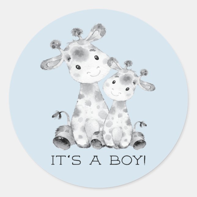 Niedliche Giraffe Es ist ein Boy-Gefallen Sticker (Vorderseite)