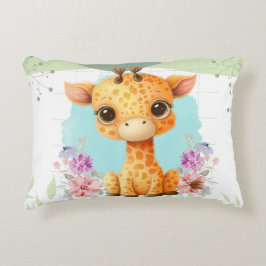 Niedliche Giraffe Floral Thema Personalisiert Dekokissen