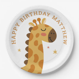 Niedliche Giraffe. Funny Animal Safari Kindergebur Pappteller