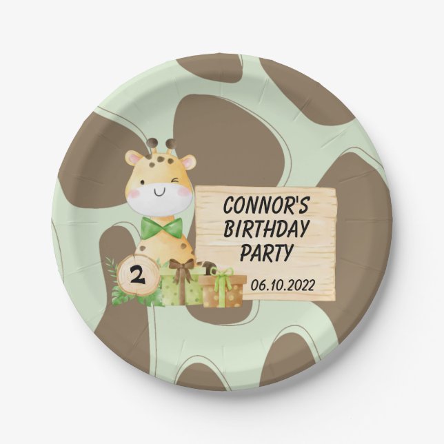 Niedliche Giraffe für Kleinkinder Pappteller (Vorderseite)