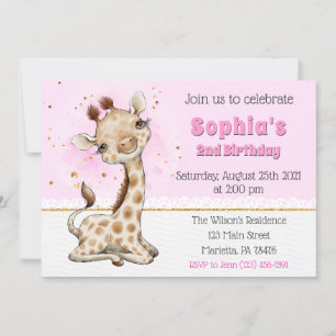 Niedliche Giraffe Geburtstagsfeier Einladung