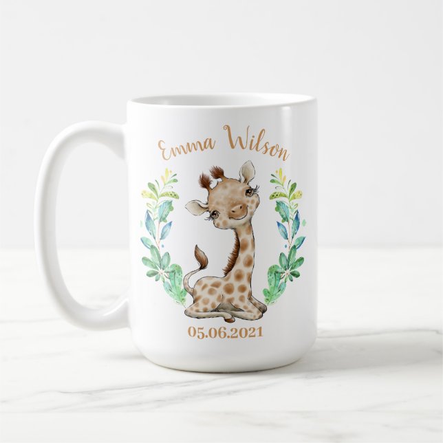 Niedliche Giraffe Geburtstagskaffee Tasse (Links)