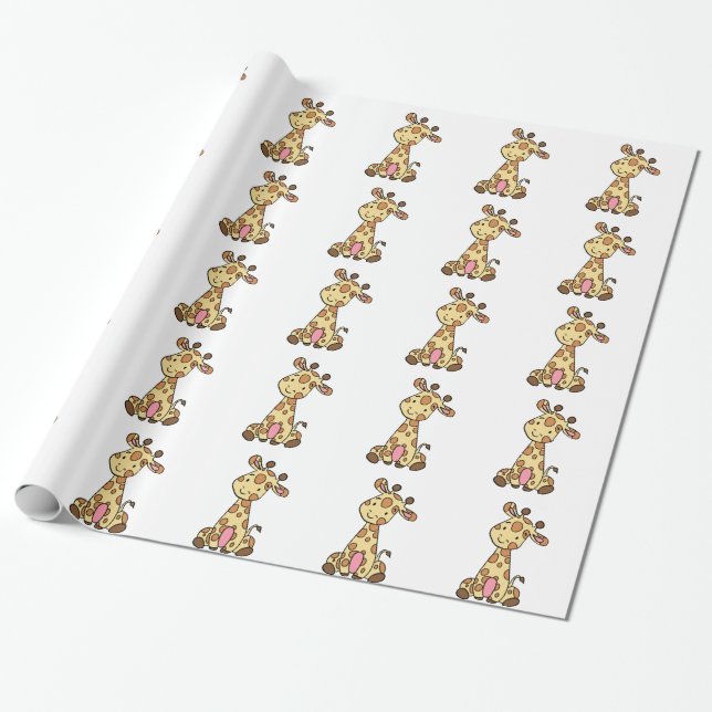 NIEDLICHE GIRAFFE GESCHENKPAPIER (Ungerollt)