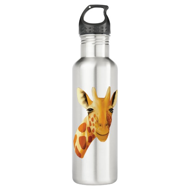 Niedliche Giraffe Gesicht schöne Safari Edelstahlflasche (Vorderseite)