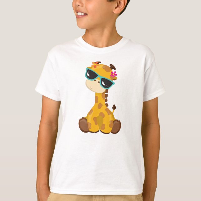 Niedliche Giraffe, Giraffe mit Sonnenbrille, Süße  T-Shirt (Vorderseite)