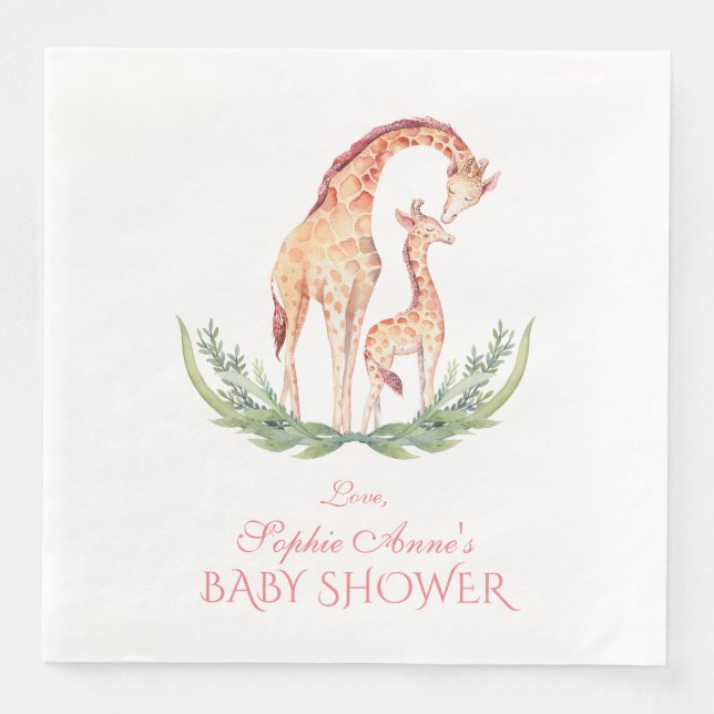 Niedliche Giraffe Girl Babydusche Serviette (Vorderseite)