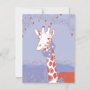 Niedliche Giraffe Glückwunsch lilac Pop art Postkarte