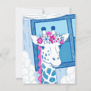 Niedliche Giraffe Gratulation hellblau Pop-Art Postkarte
