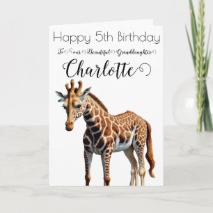 Niedliche Giraffe Großtochter 5. Geburtstagskarte Karte