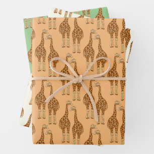 Niedliche Giraffe HandIllustrierte Wildtiere Geschenkpapier Set