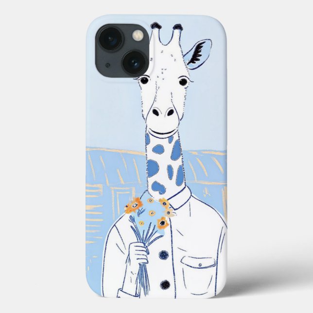 Niedliche Giraffe hellblauer Pop Kunst Case-Mate iPhone Hülle (Rückseite)