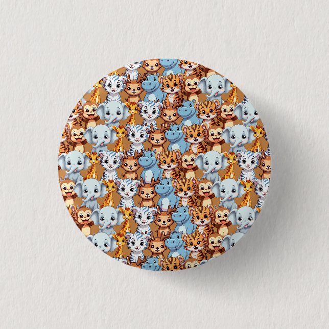 Niedliche Giraffe-Hippie-Jungelsafari Muster Button (Vorderseite)