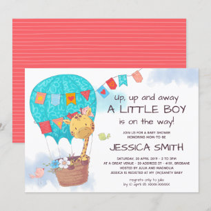 Niedliche Giraffe Hot Air Ballon Babydusche Einladung