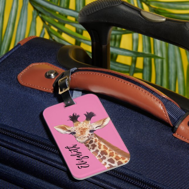 Niedliche Giraffe Illustration Personalisiert Gepäckanhänger (Vorderseite Insitu 1)