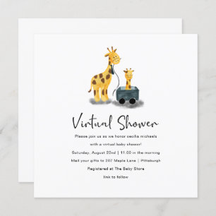 Niedliche Giraffe Illustration Virtual Baby Shower Einladung