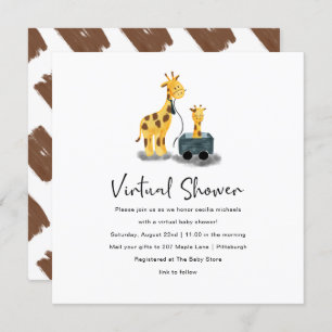 Niedliche Giraffe Illustration Virtual Baby Shower Einladung