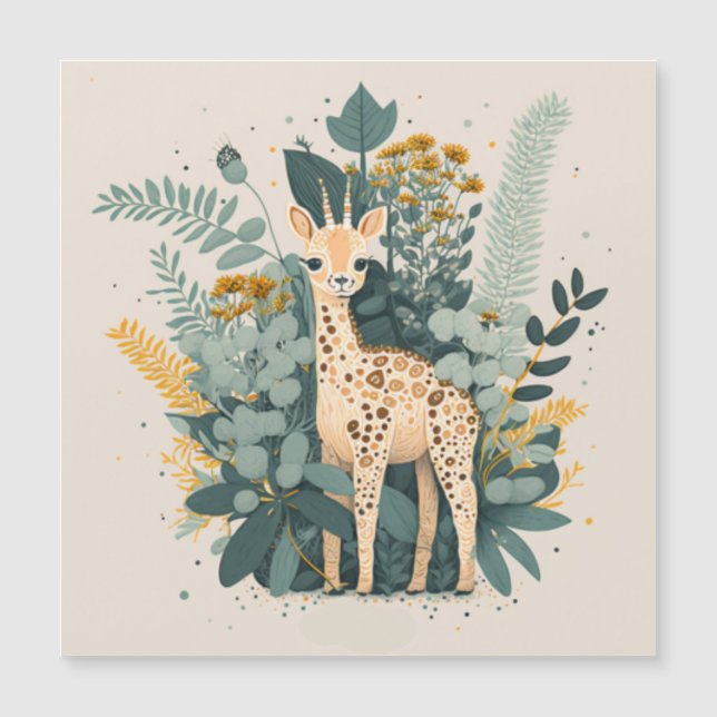 Niedliche Giraffe im Garten Magnetkarte (Vorderseite)