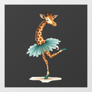 Niedliche Giraffe in einem Tutu, die als Ballerina Fensteraufkleber