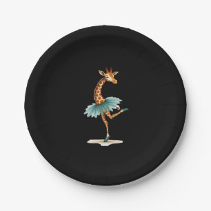 Niedliche Giraffe in einem Tutu, die als Ballerina Pappteller