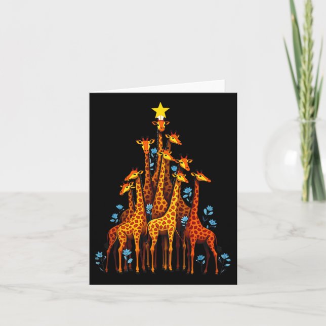Niedliche Giraffe in Weihnachtsbaum-Hut-Giraffe Karte (Vorderseite)