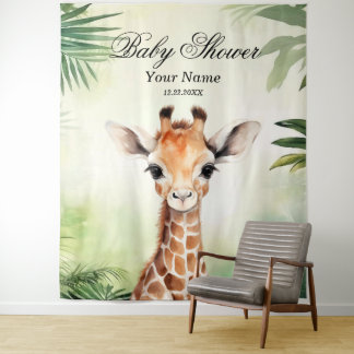 Niedliche Giraffe Jungle Baby Dusche Party schön Wandteppich