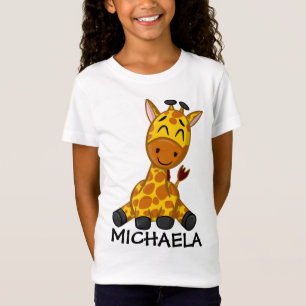 Niedliche Giraffe Jungle Cartoon Zoo Safari Name T-Shirt