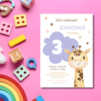 Niedliche Giraffe Jungle Safari Tier Geburtstag Einladung