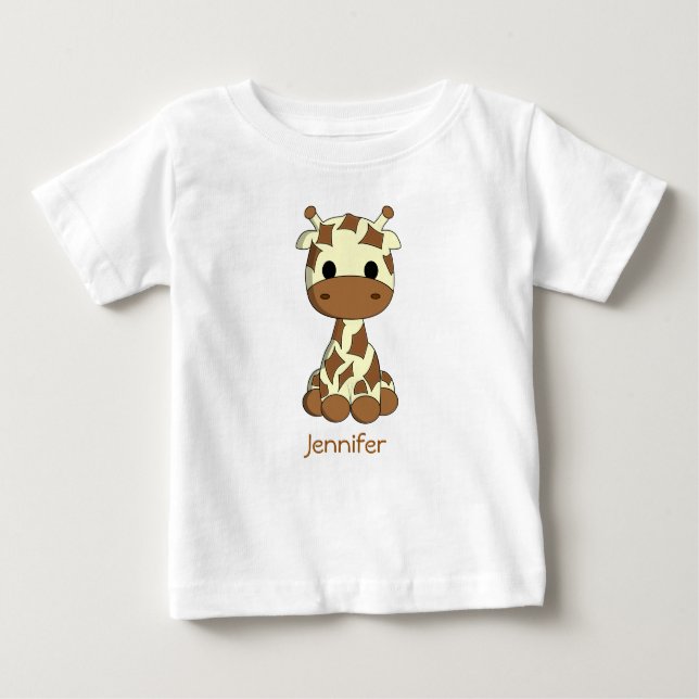 Niedliche Giraffe kawaii Cartoon Name Baby Shirt (Vorderseite)