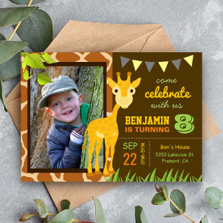 Niedliche Giraffe Kindergeburtstag Party Foto Einl Einladung