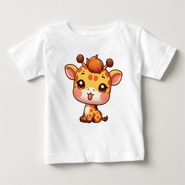 Niedliche Giraffe klebt an der Zunge Baby T-shirt (Vorderseite)