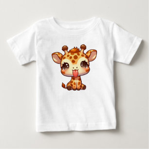 Niedliche Giraffe klebt an der Zunge Baby T-shirt