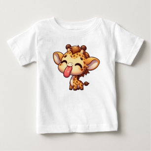 Niedliche Giraffe klebt an der Zunge Baby T-shirt
